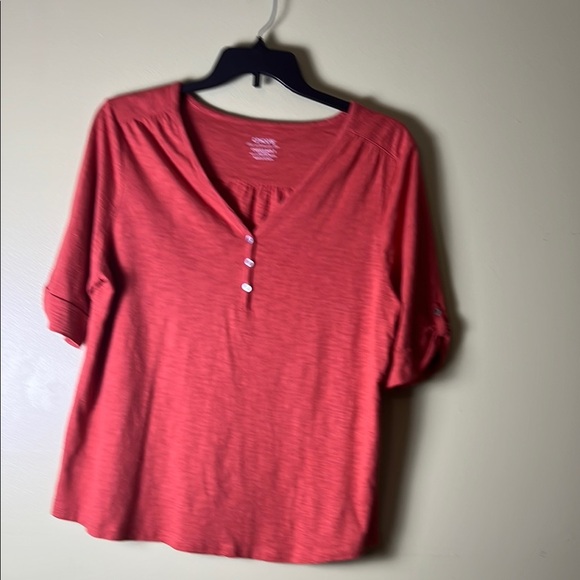 Chico’s 3  thee quarter sleeve,women’s orange top. - Picture 1 of 9